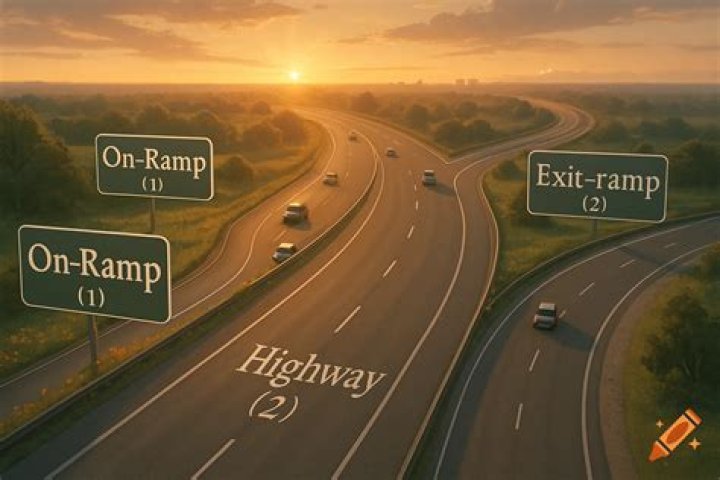 a highway with one frontage road