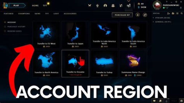 Account transfer to another region