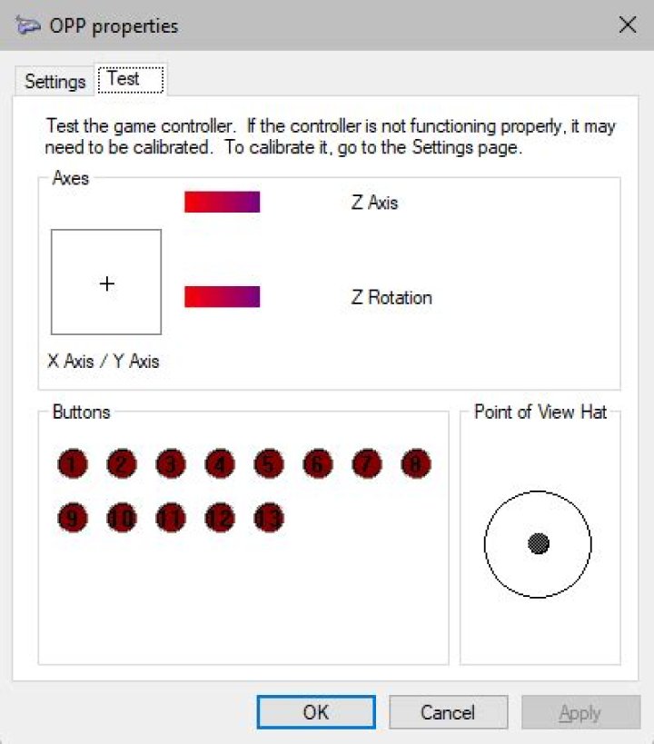 Can the Windows controller properties dialogue display multiple hats?
