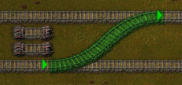 Connect two close parallel train tracks in factorio?