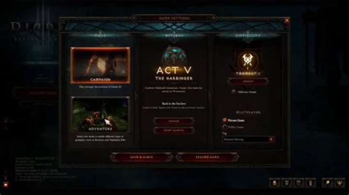 Diablo 3 Adventure Mode Act 1-5 not saving
