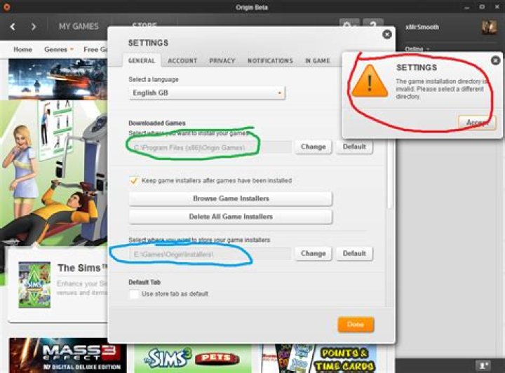 How can I change the Install Directory of Games in Origin