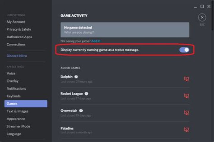 How can I make discord not show what game I'm playing?