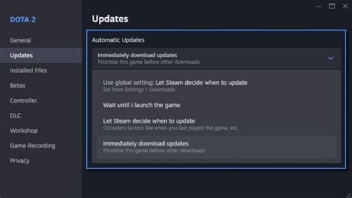 How does Steam decide when to update my games?