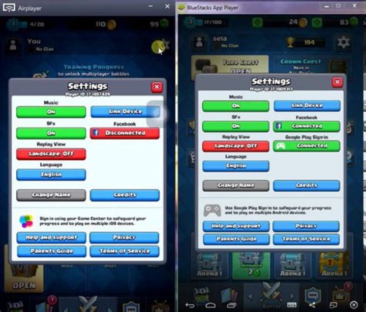 Problem in moving Clash Royale account from android to iOS