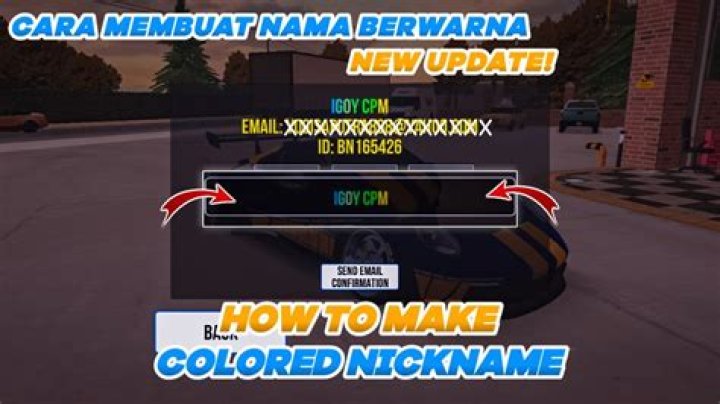 Screenshot of colored nickname