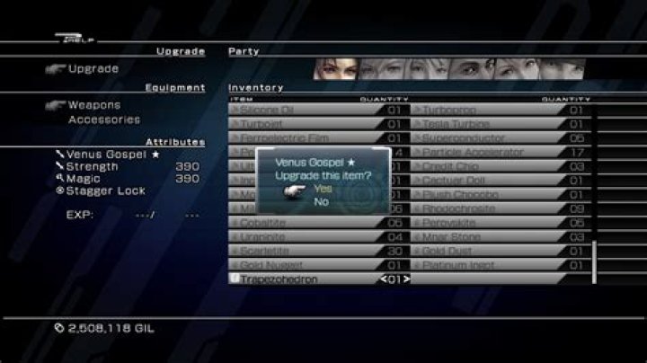 Weapon upgrade system in Final Fantasy XIII