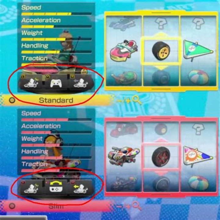 What are these three options on the kart selection screen?